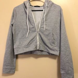 GREY Cropped zipper hoodie